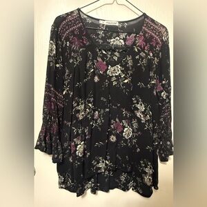 Maurices Black Floral Patterned Fabric